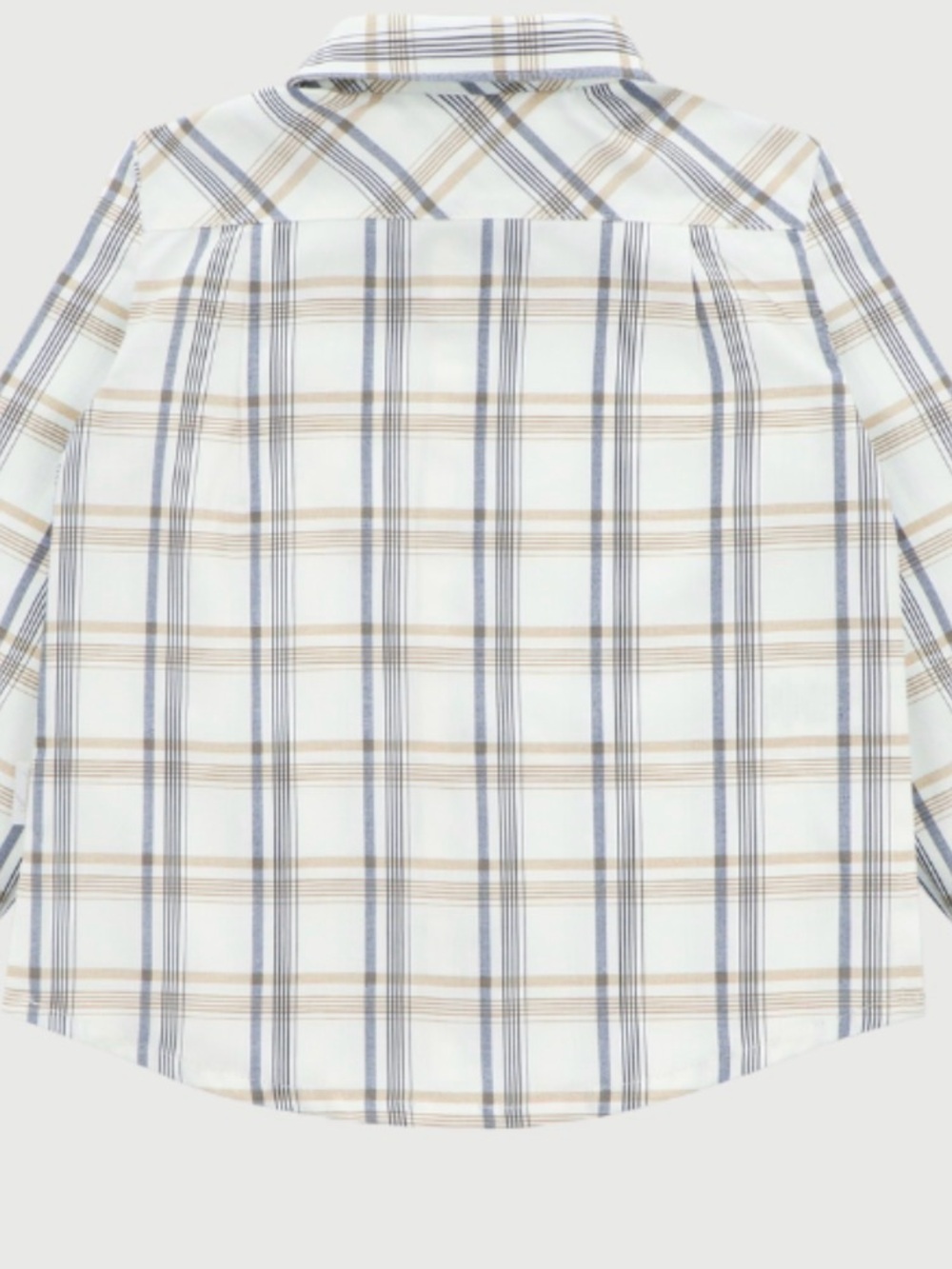 Martin Aranda Boys Plaid Button-Down Shirt in Cream, Blue & Tan
